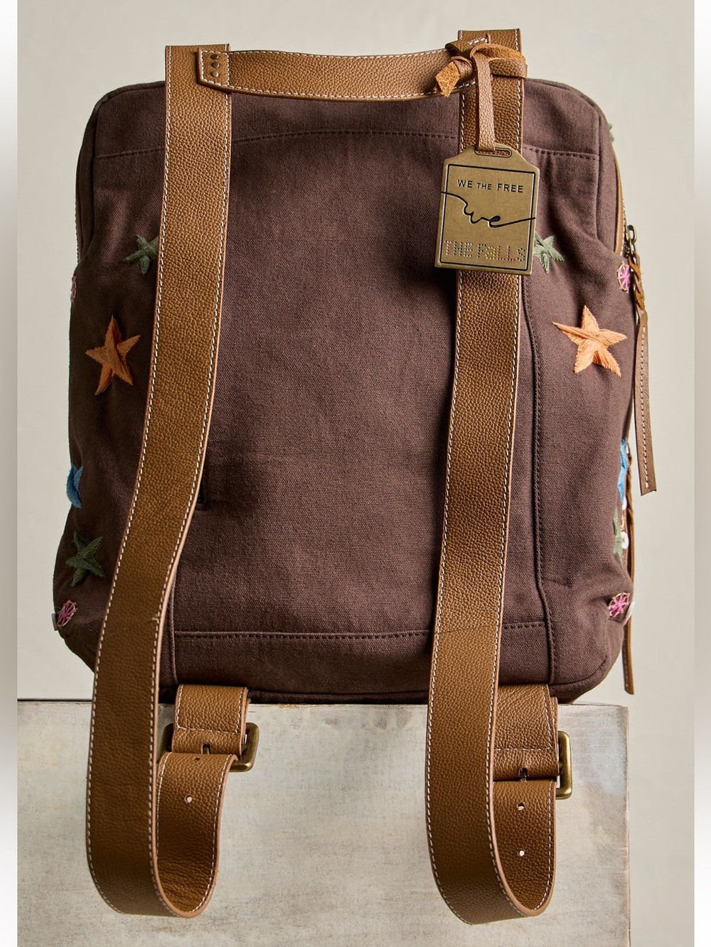 Free People x The Falls Bexley Embroidered Backpack in Chocolate - Picture 4 of 10